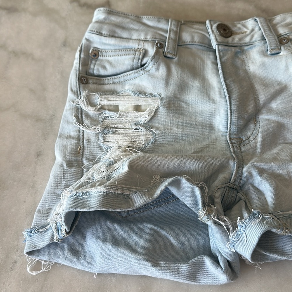 American Eagle Next Level Stretch Hi Rise Shortie Denim Shorts - Picture 8 of 12